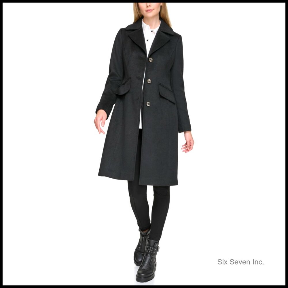 Luxe Twill Classic Stitch Coat, Wool Blend, Long Sleeve Overcoat
